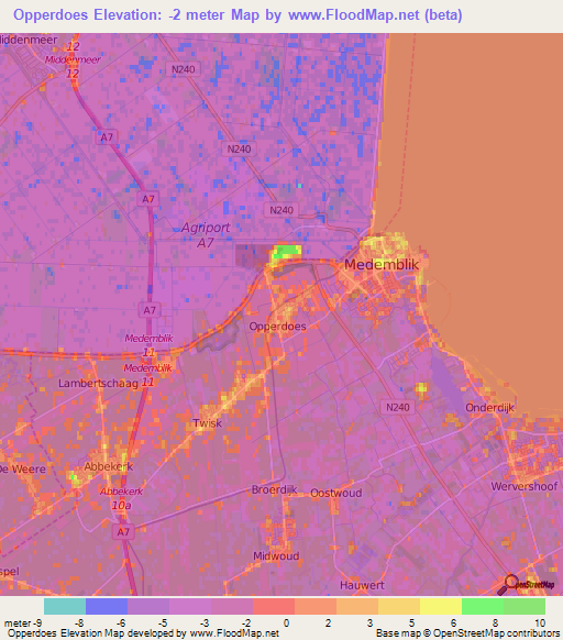 Opperdoes,Netherlands Elevation Map