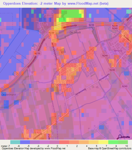 Opperdoes,Netherlands Elevation Map