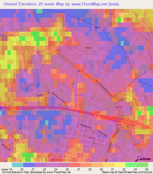 Ommel,Netherlands Elevation Map