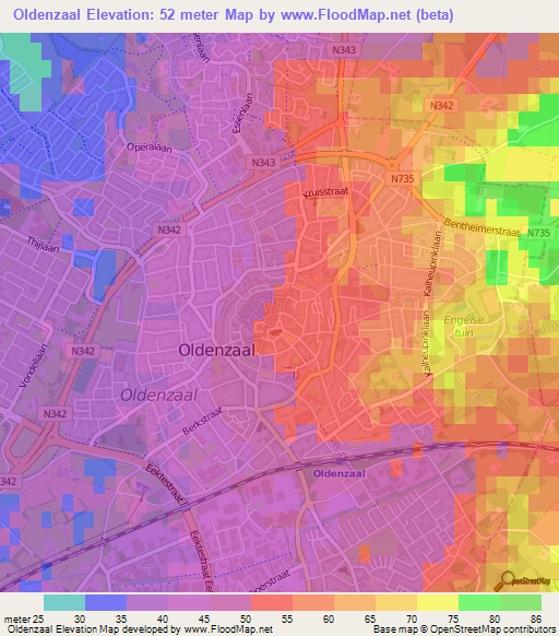Oldenzaal,Netherlands Elevation Map