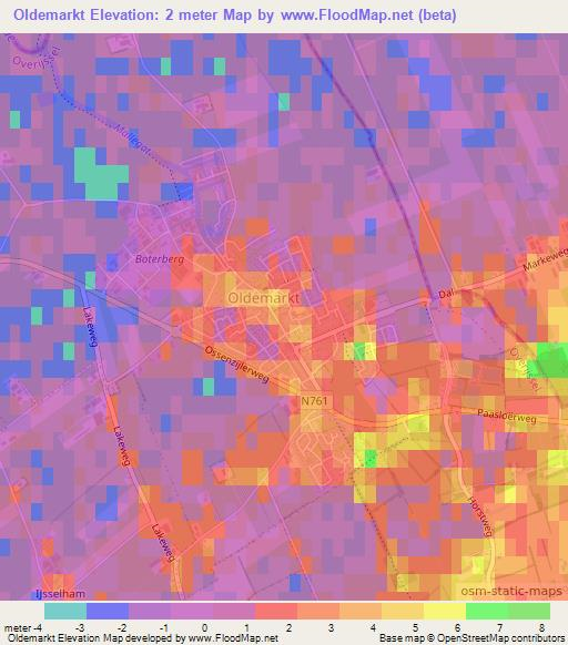 Oldemarkt,Netherlands Elevation Map