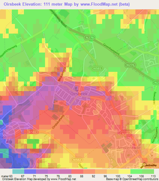 Oirsbeek,Netherlands Elevation Map