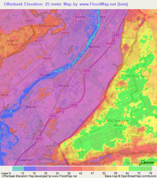 Offenbeek,Netherlands Elevation Map
