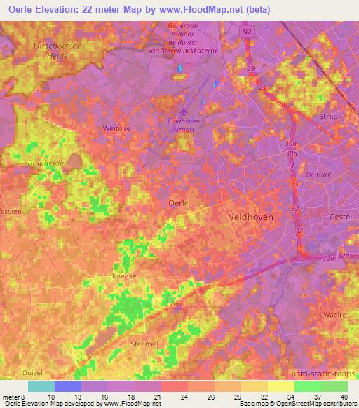 Oerle,Netherlands Elevation Map