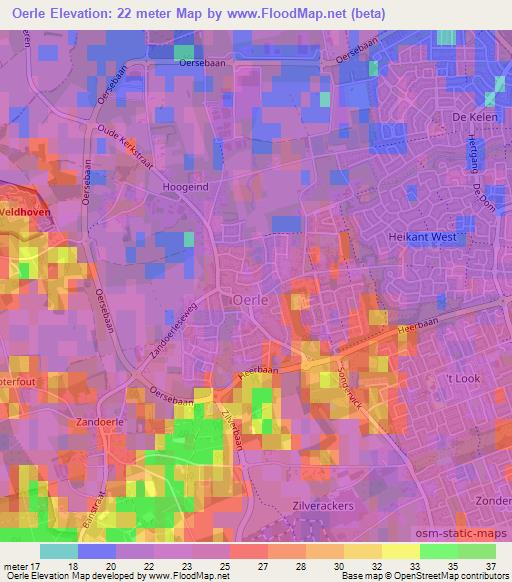 Oerle,Netherlands Elevation Map