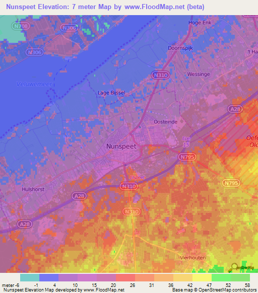 Nunspeet,Netherlands Elevation Map