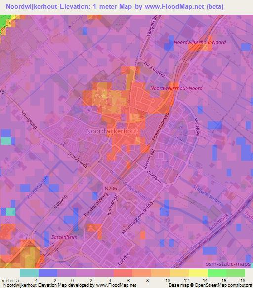 Noordwijkerhout,Netherlands Elevation Map