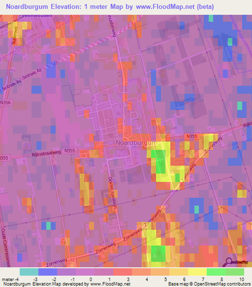 Noardburgum,Netherlands Elevation Map