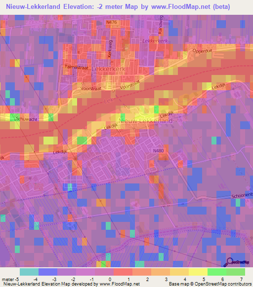 Nieuw-Lekkerland,Netherlands Elevation Map