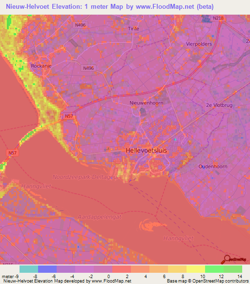 Nieuw-Helvoet,Netherlands Elevation Map