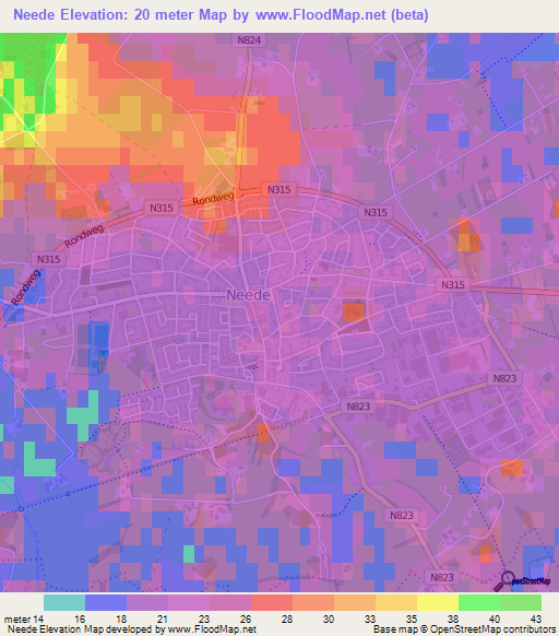 Neede,Netherlands Elevation Map