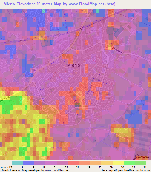 Mierlo,Netherlands Elevation Map