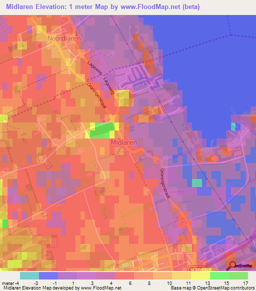 Midlaren,Netherlands Elevation Map