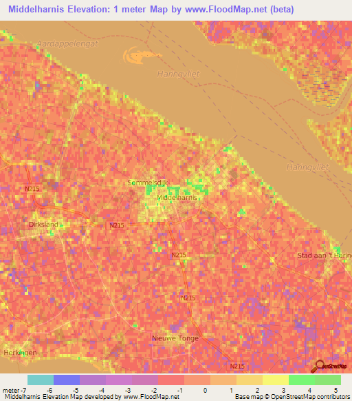 Middelharnis,Netherlands Elevation Map
