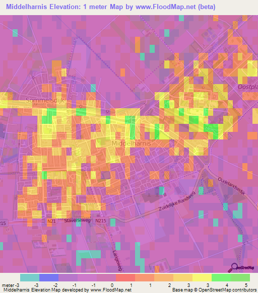Middelharnis,Netherlands Elevation Map