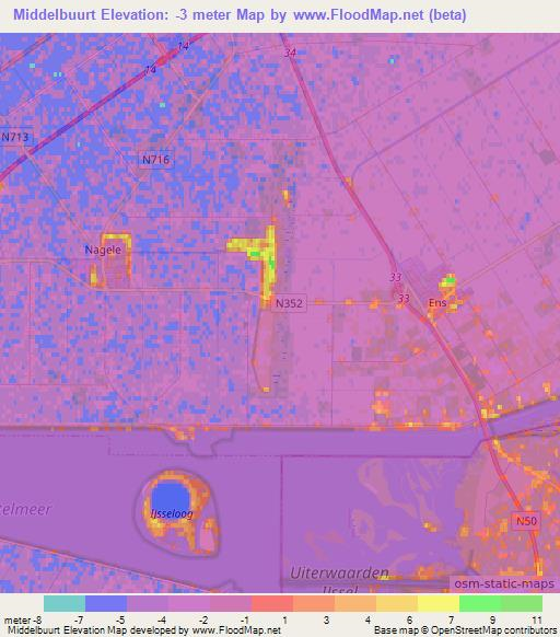 Middelbuurt,Netherlands Elevation Map