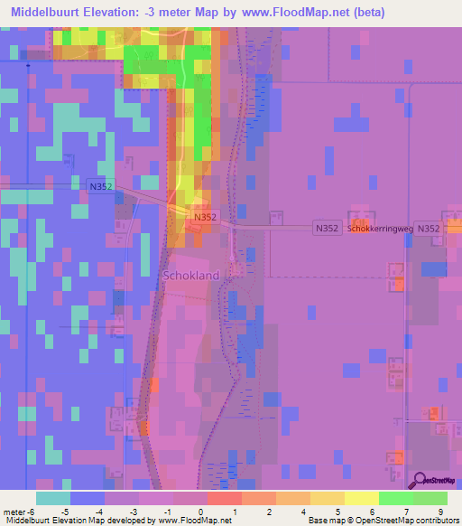 Middelbuurt,Netherlands Elevation Map