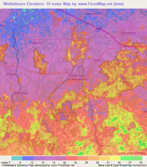 Middelbeers,Netherlands Elevation Map
