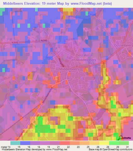 Middelbeers,Netherlands Elevation Map