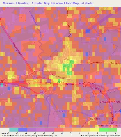 Marsum,Netherlands Elevation Map