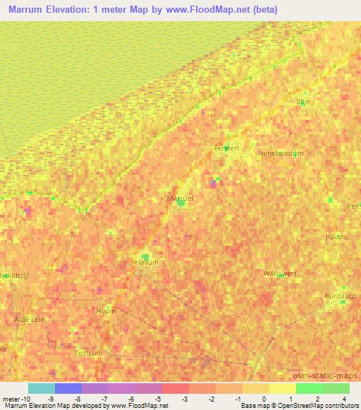 Marrum,Netherlands Elevation Map