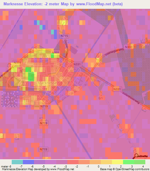 Marknesse,Netherlands Elevation Map