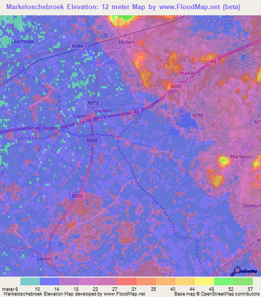 Markeloschebroek,Netherlands Elevation Map
