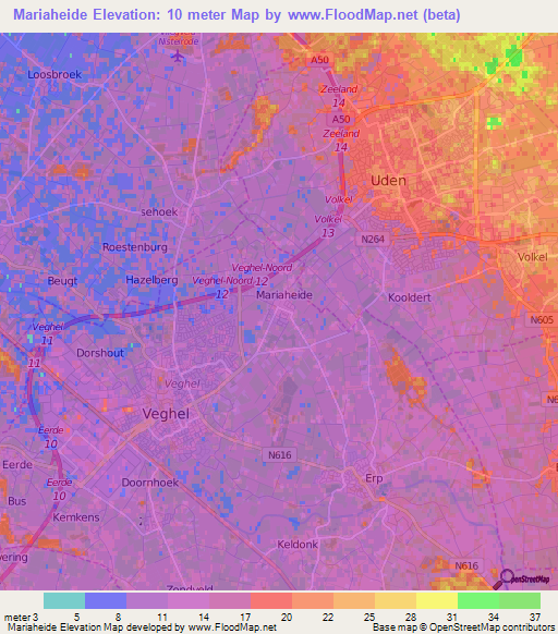 Mariaheide,Netherlands Elevation Map