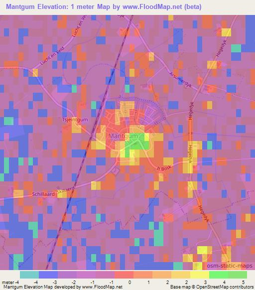Mantgum,Netherlands Elevation Map