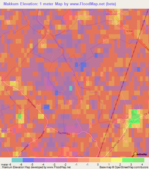 Makkum,Netherlands Elevation Map