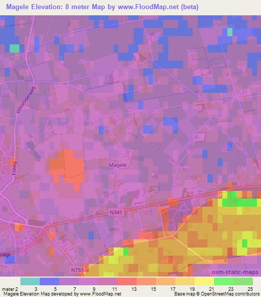Magele,Netherlands Elevation Map
