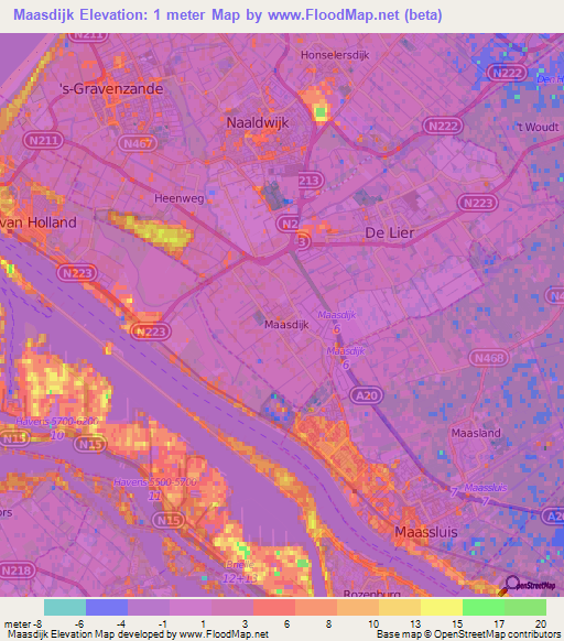 Maasdijk,Netherlands Elevation Map