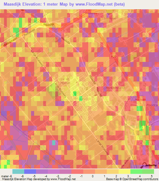 Maasdijk,Netherlands Elevation Map