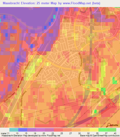 Maasbracht,Netherlands Elevation Map