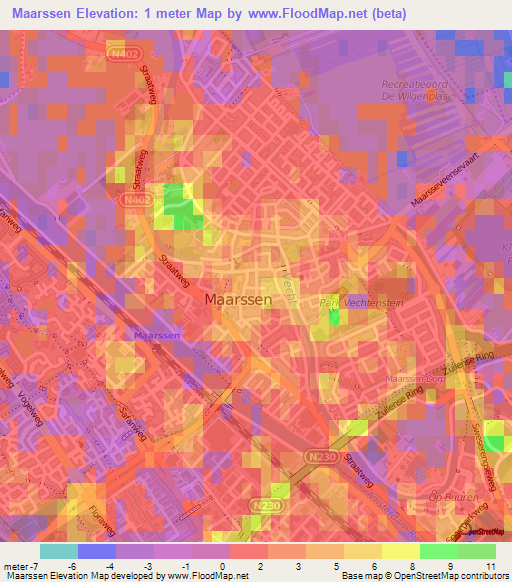 Maarssen,Netherlands Elevation Map