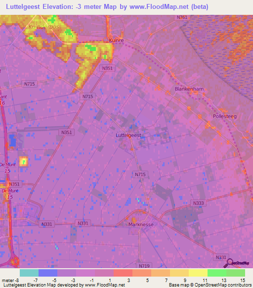 Luttelgeest,Netherlands Elevation Map