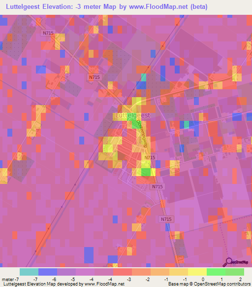 Luttelgeest,Netherlands Elevation Map