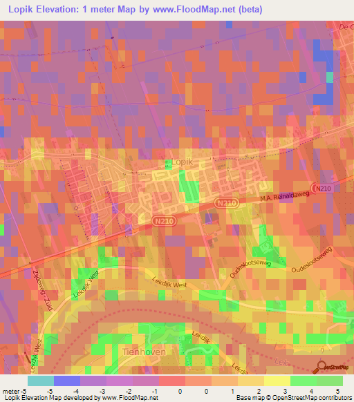 Lopik,Netherlands Elevation Map