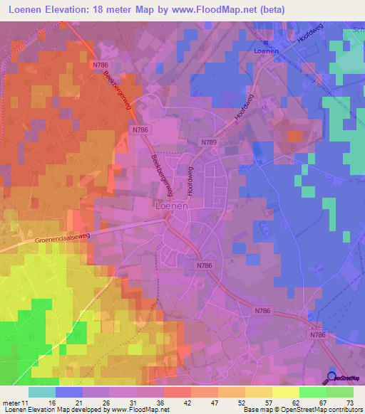 Loenen,Netherlands Elevation Map