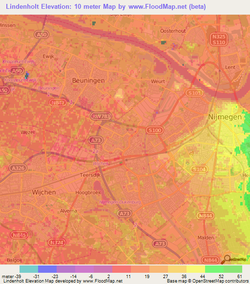 Lindenholt,Netherlands Elevation Map