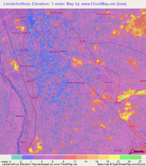 Lierderholthuis,Netherlands Elevation Map