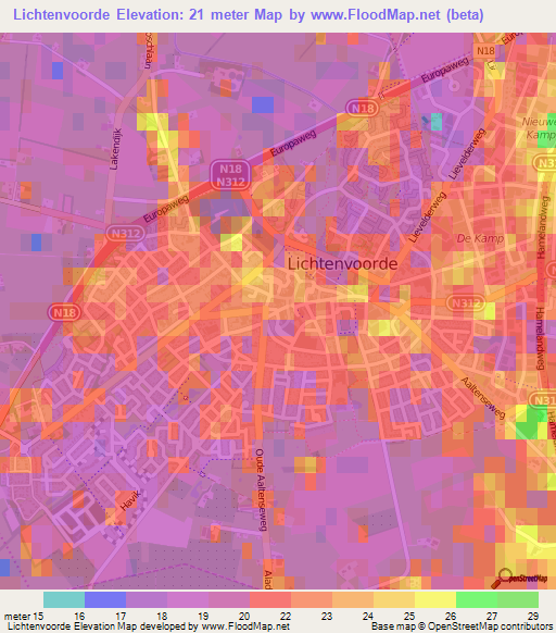 Lichtenvoorde,Netherlands Elevation Map