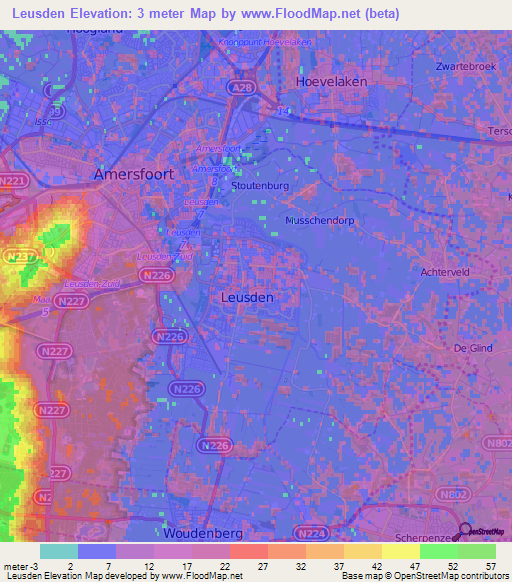 Leusden,Netherlands Elevation Map
