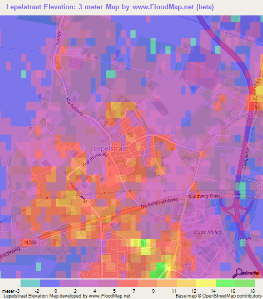 Lepelstraat,Netherlands Elevation Map