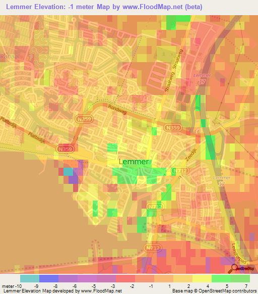 Lemmer,Netherlands Elevation Map