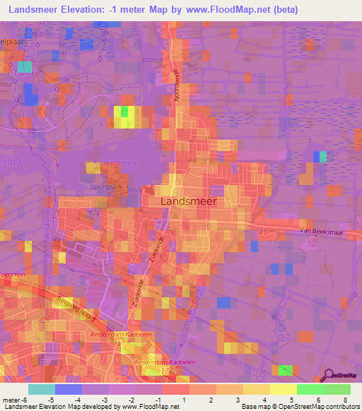 Landsmeer,Netherlands Elevation Map