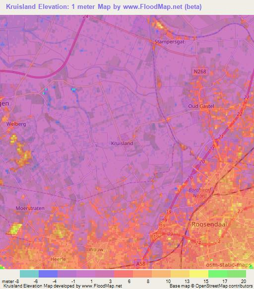 Kruisland,Netherlands Elevation Map