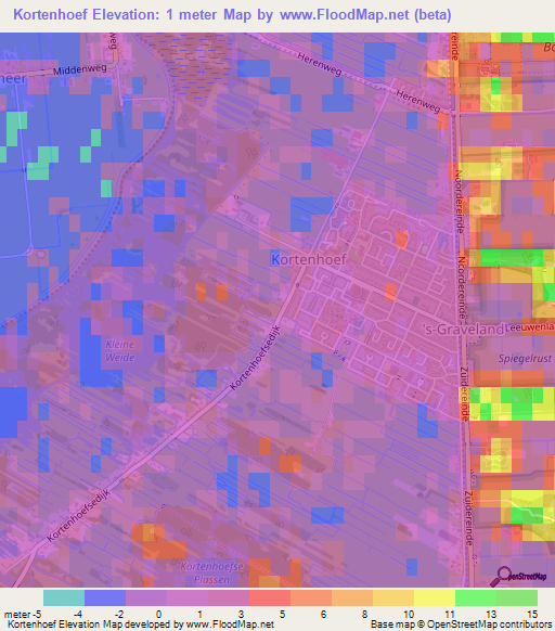 Kortenhoef,Netherlands Elevation Map