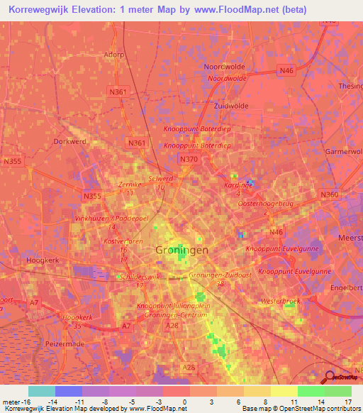 Korrewegwijk,Netherlands Elevation Map