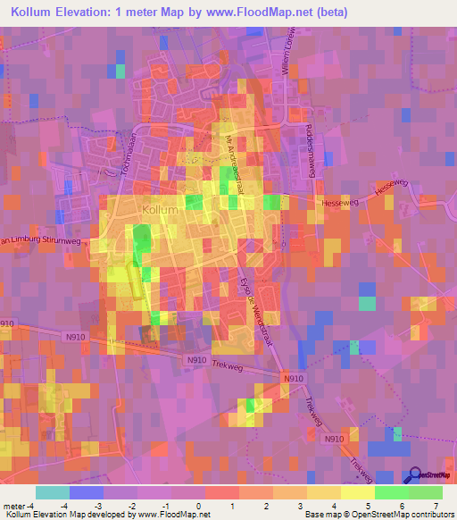 Kollum,Netherlands Elevation Map
